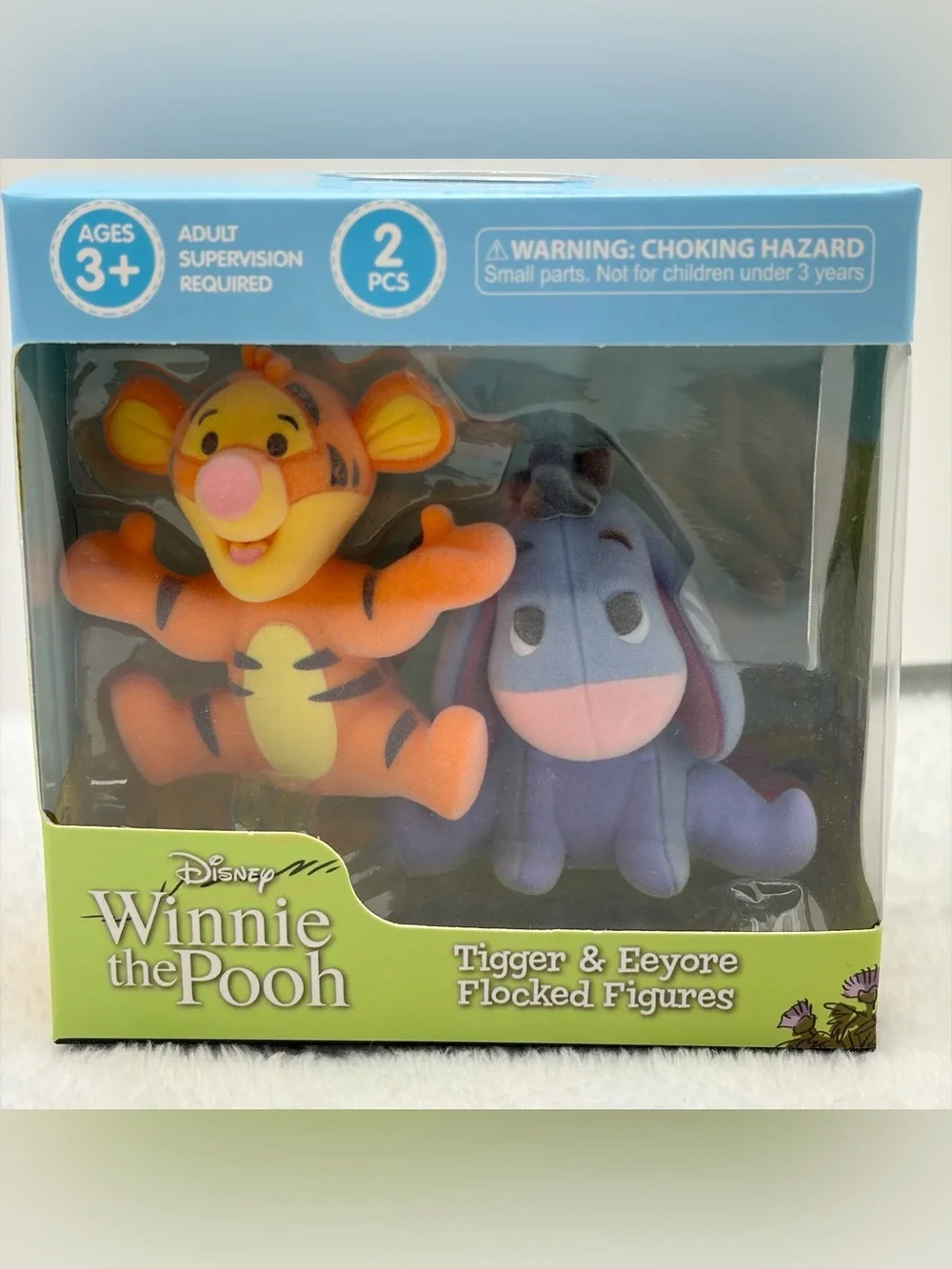 Disney Winnie The Pooh Tigger & Eeyore Flocked Figures 2 PCS New